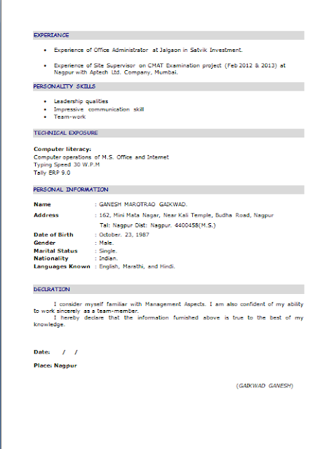 Resume format for it hardware networking